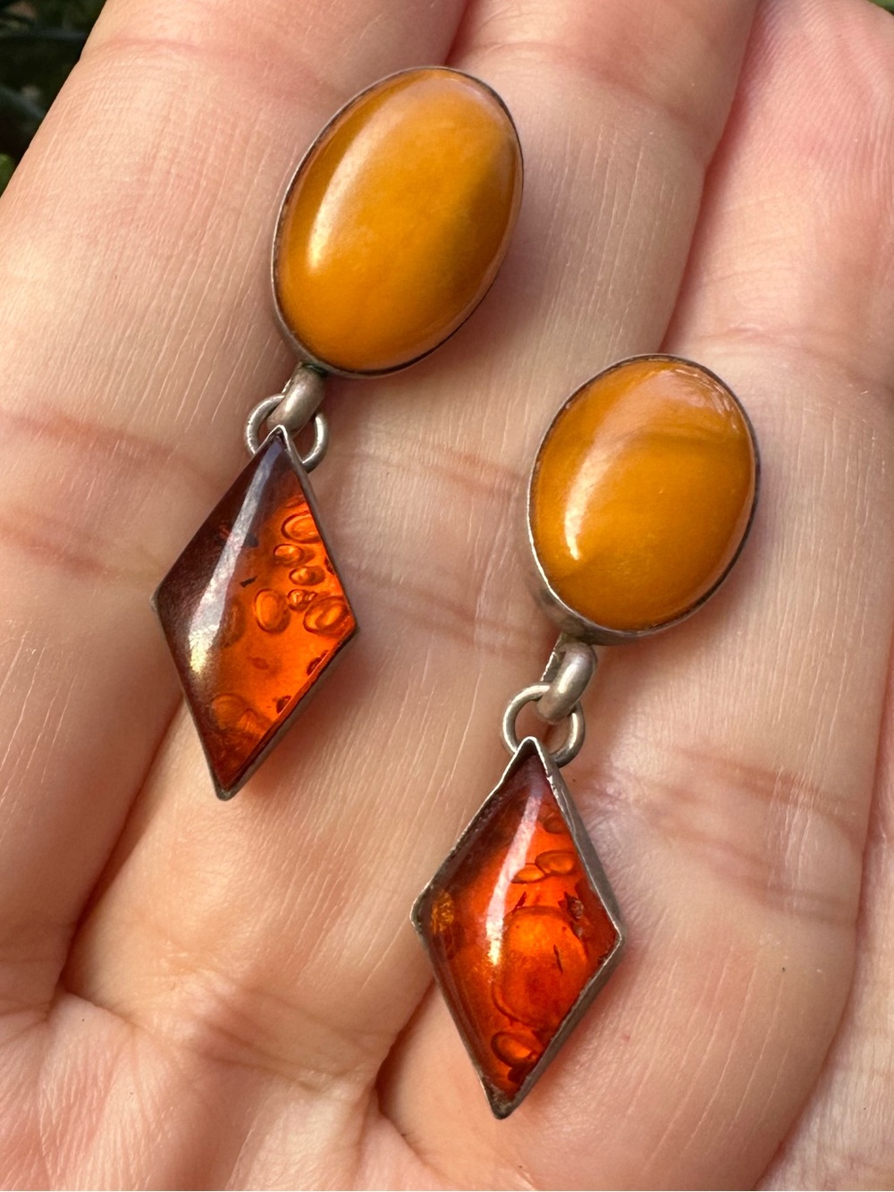 DTR 925 Amber Drop Earrings - Cognac Egg Yolk Amber Sterling Silver Jay King